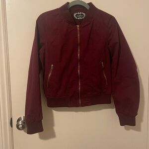 Ambiance Burgundy Bomber Jacket